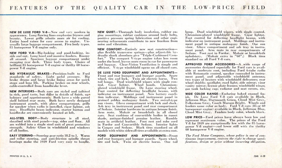 1939 Ford Brochure Page 15